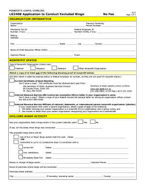  Lg240b Application to Conduct Excluded Bingo 2015-2024