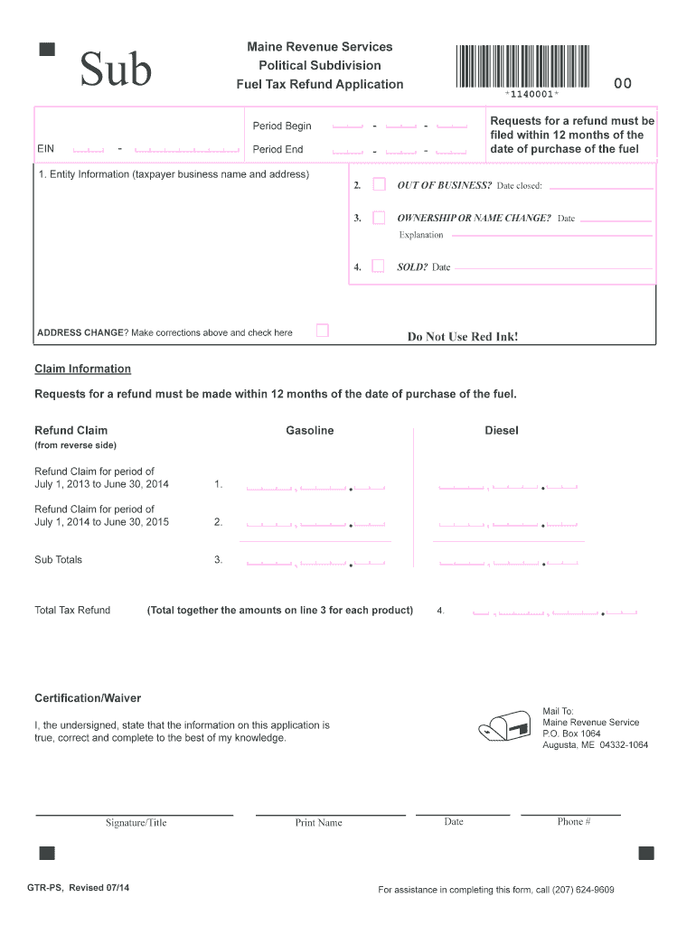  Political Subdivision Form Gtr Ps 2014