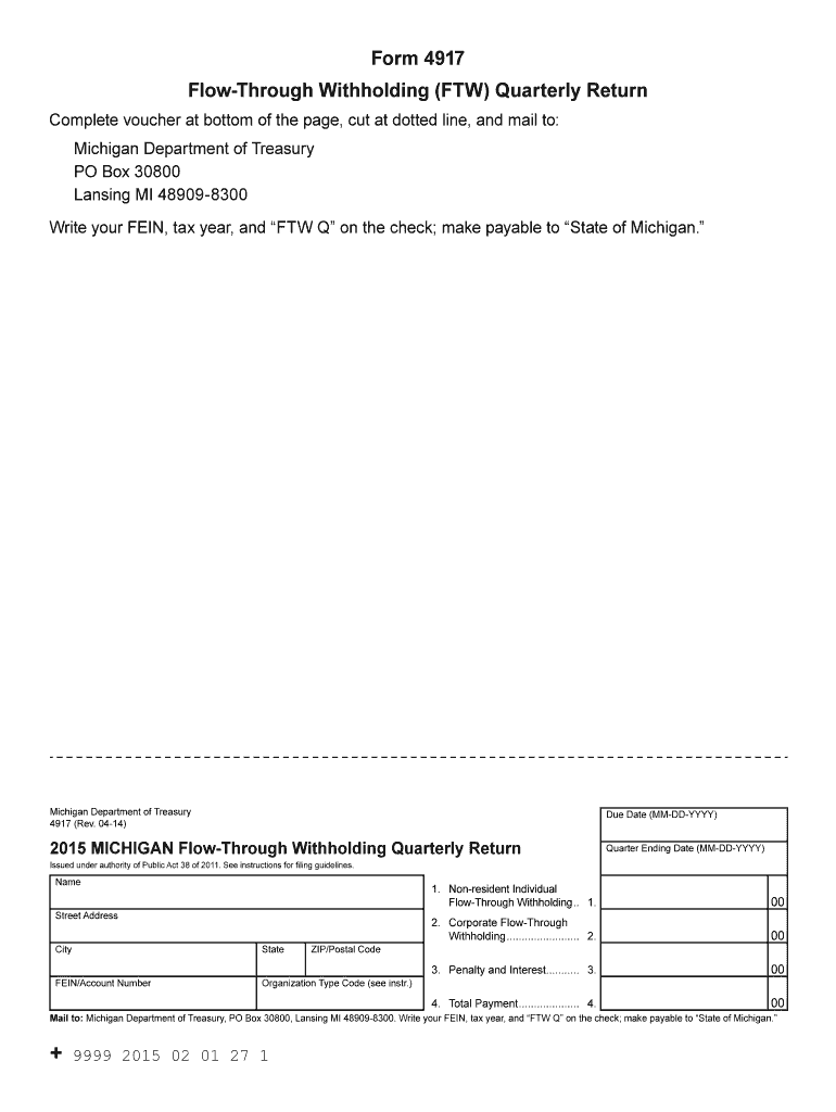  Michigan Flow through Withholding  Form 2015