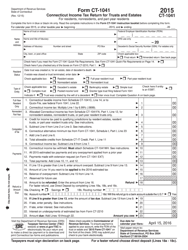  Form Ct 1041 2019