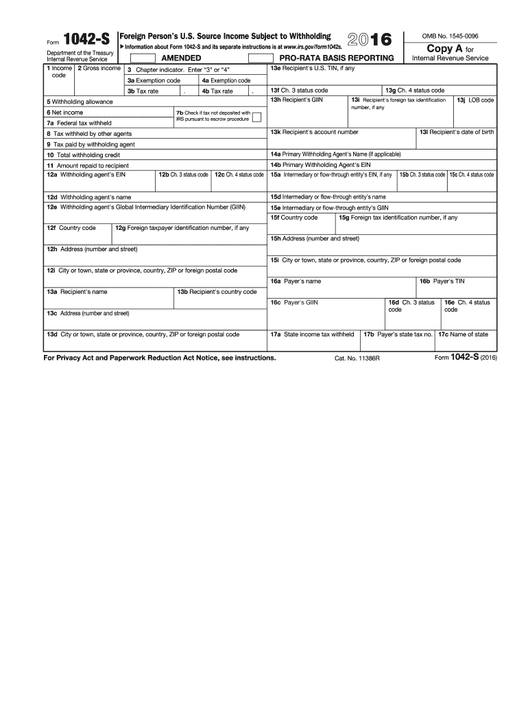  Irs Form 1042 2016