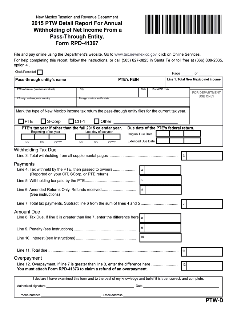 Get and Sign Nm Rpd 41367  Form 2015