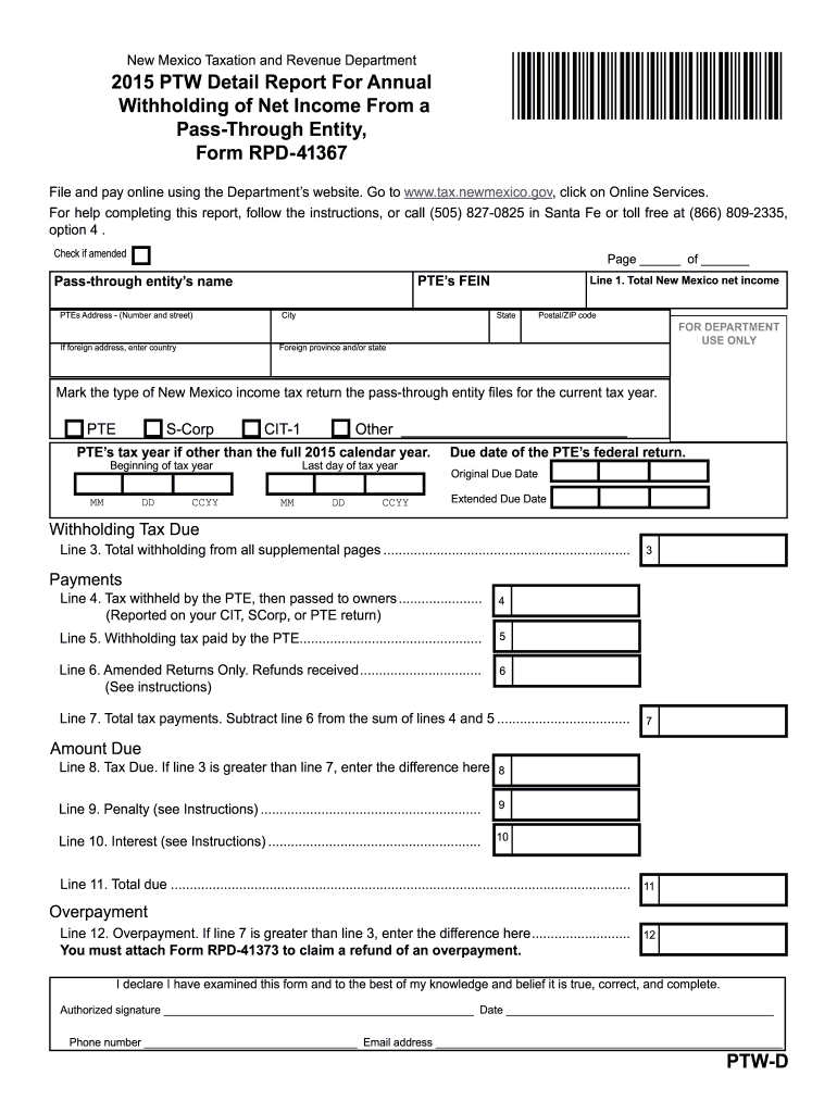  Nm Rpd 41367  Form 2015