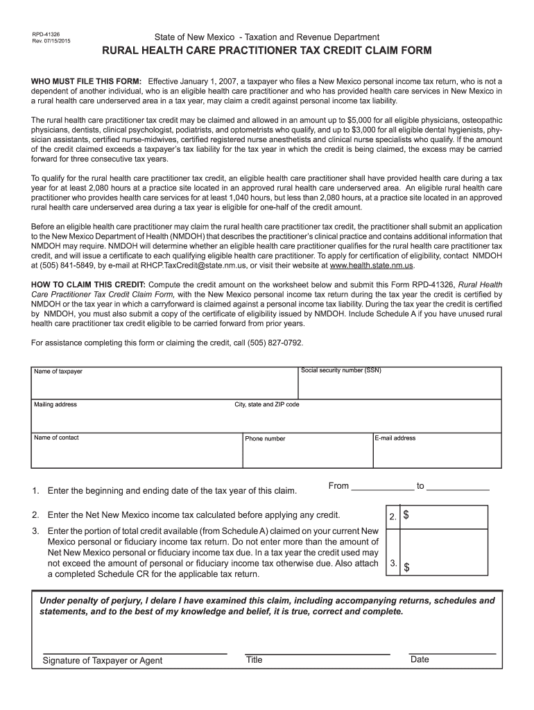  Form Rural Tax 2015-2024