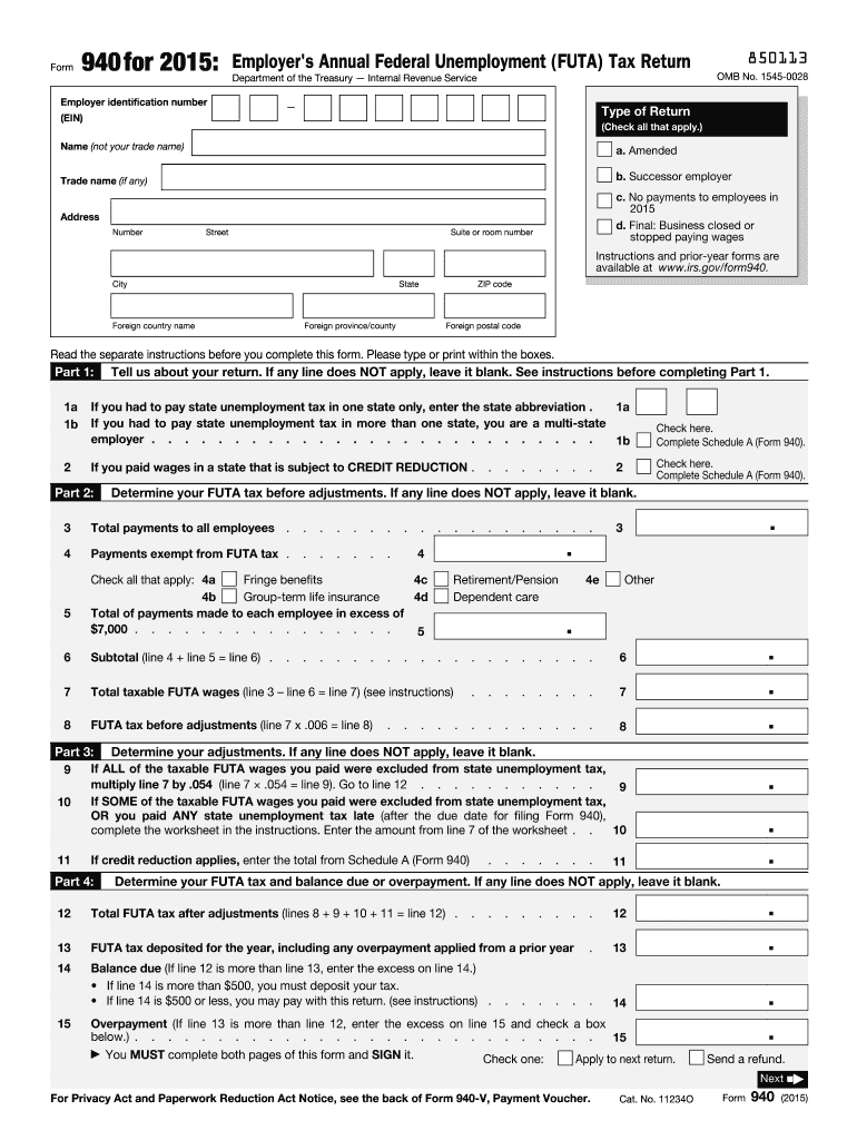  940 Form 2015