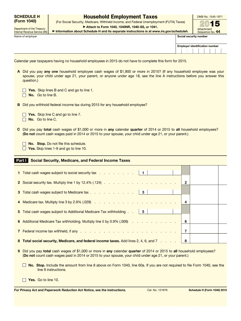  Irs Schedule H Form 2015