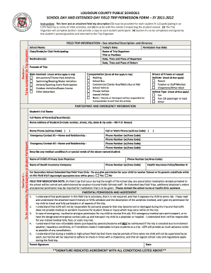  Field Trip Permission Form  BWHS Music Boosters 2011-2024