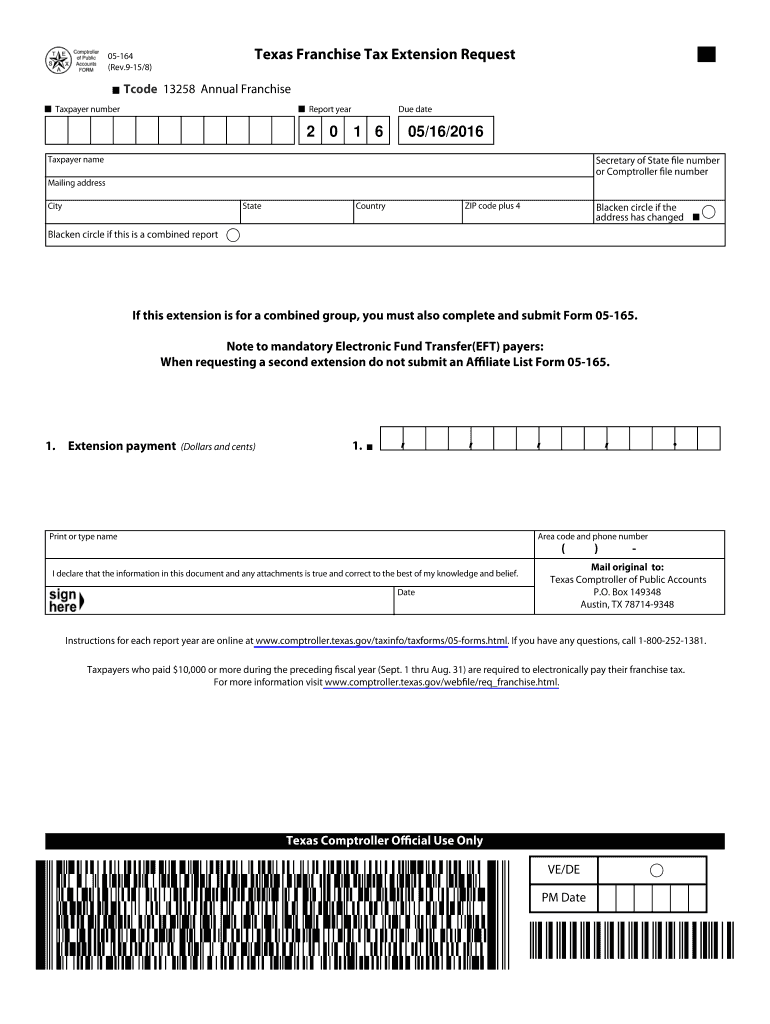  Texas Form 05 164 2015