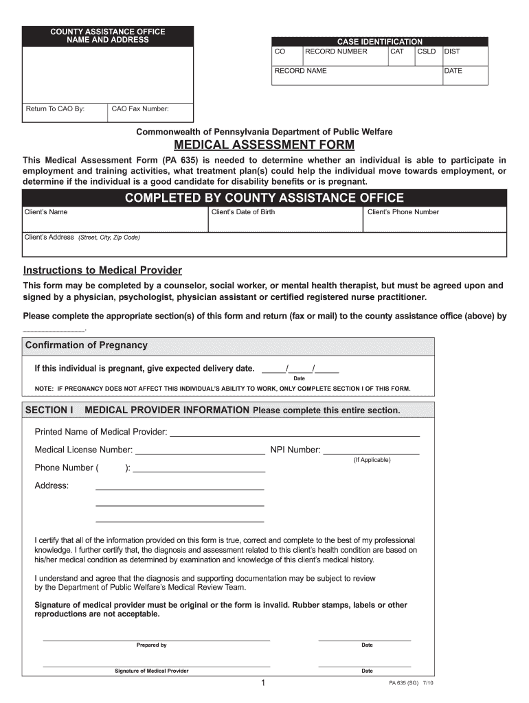  Form Pa 635 or 1663 2010-2024