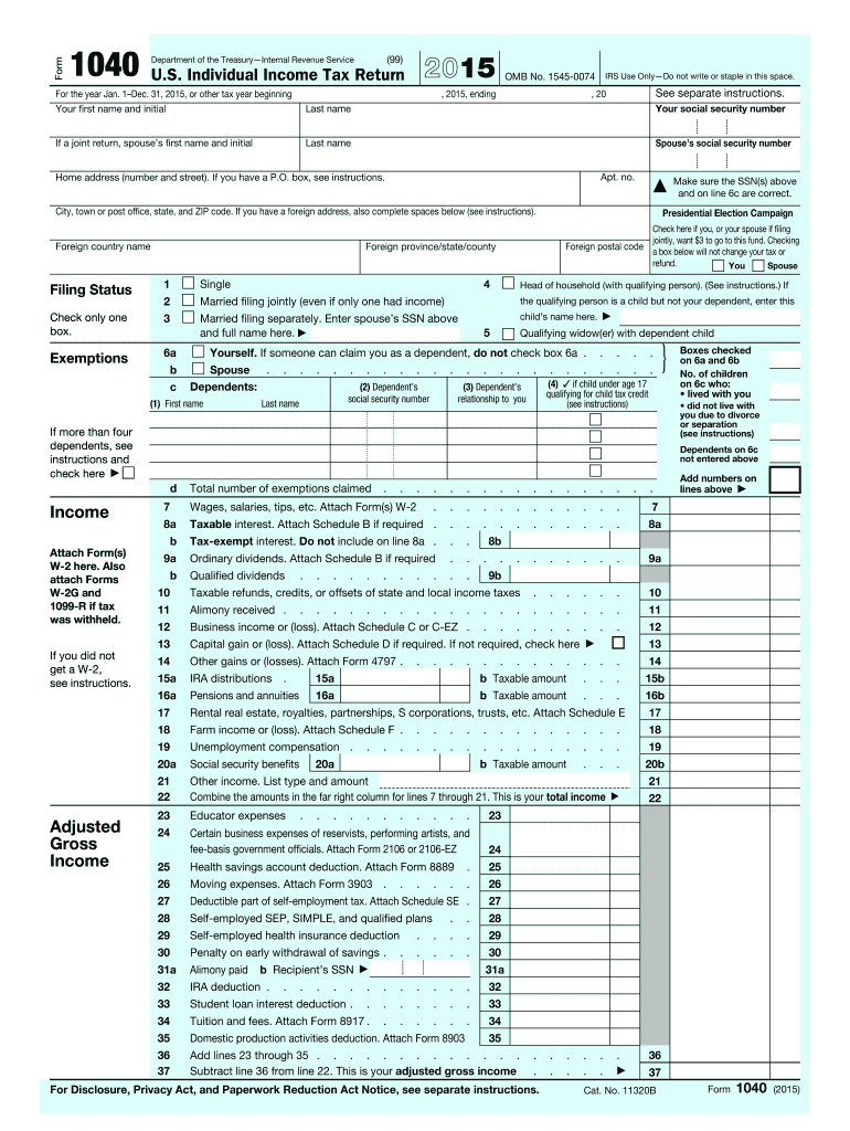  Forms 1040 2015