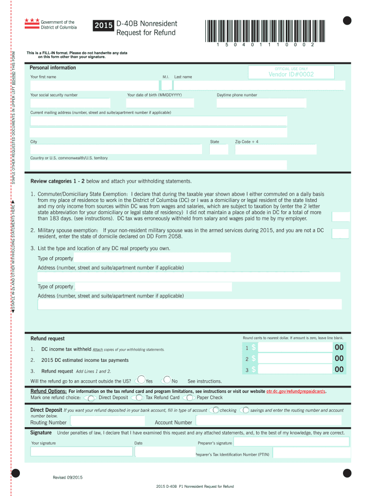  Dc Form D 40b 2015