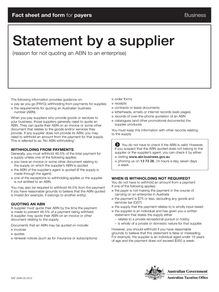  Statement by Supplier Nat3345 2 200 Forms 2012