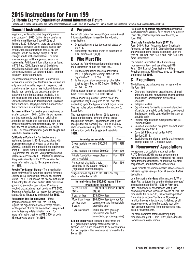  Instructions 199 Form 2015