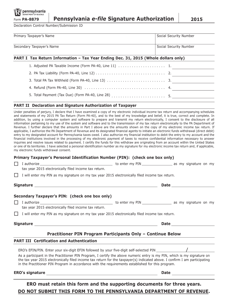  8879  Form 2015