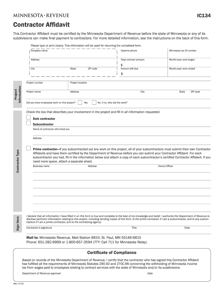  Ic134  Form 2015