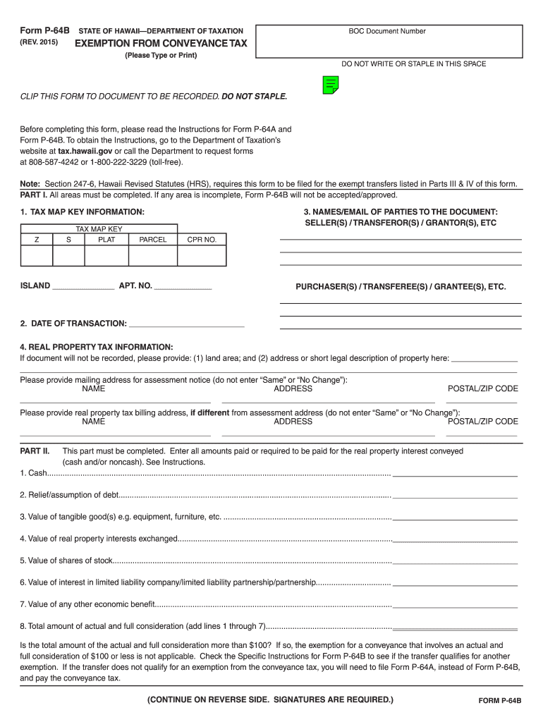  P64b Form 2015