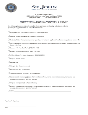 OCCUPATIONAL LICENSE APPLICATION CHECKLIST  Form