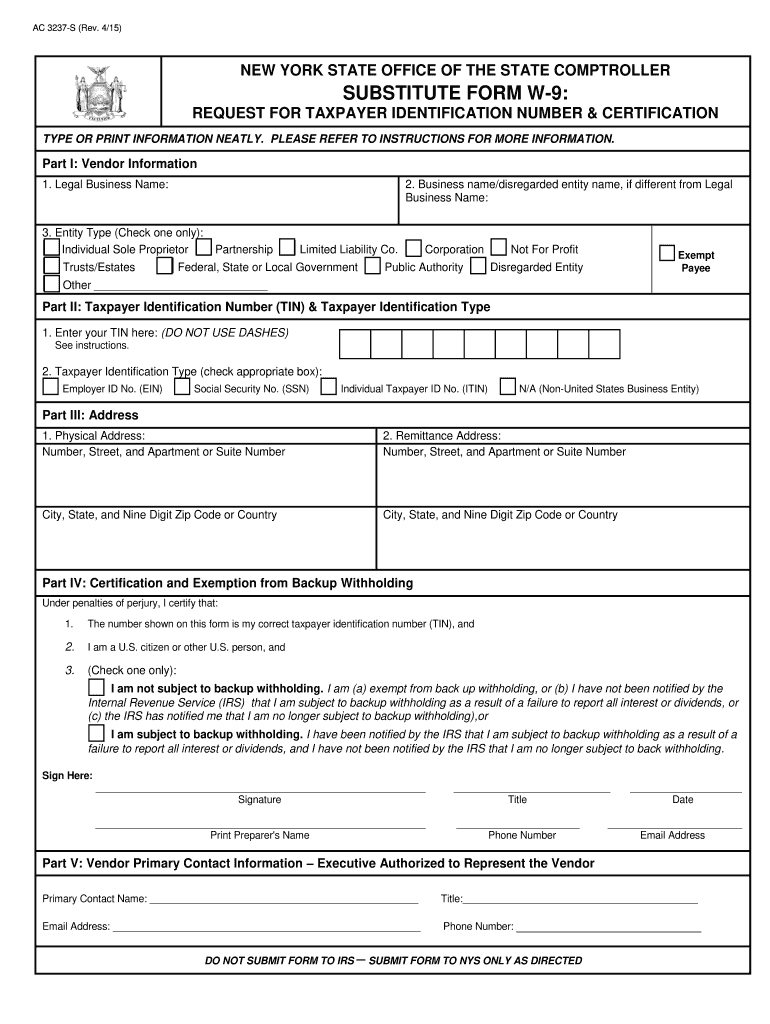  Ny W 9 Blank  Form 2015