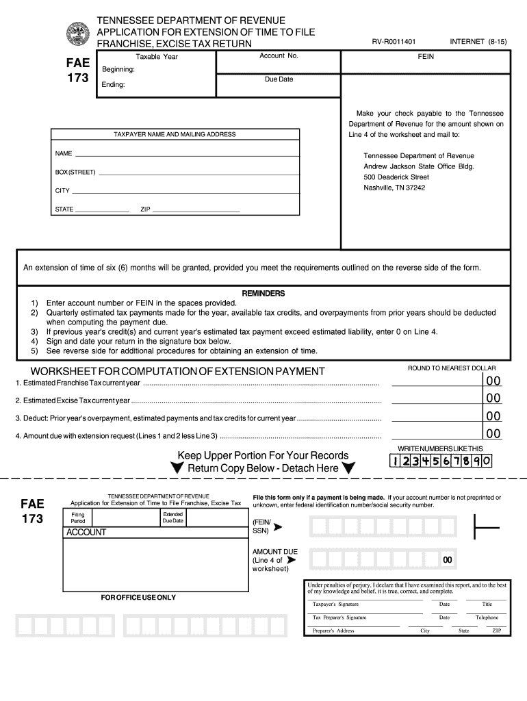  Tennessee Fae  Form 2015