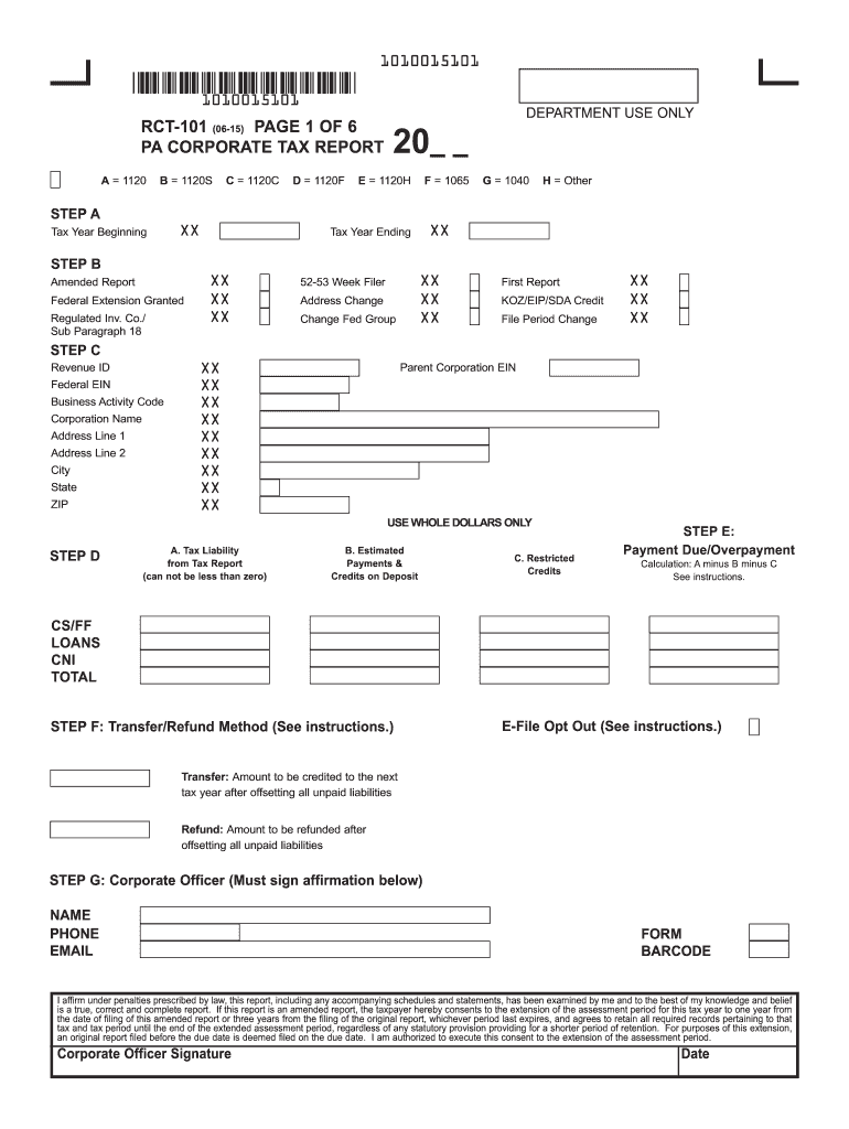  Rct 101  Form 2015