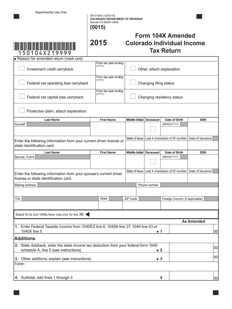  Colorado Form 104x 2015