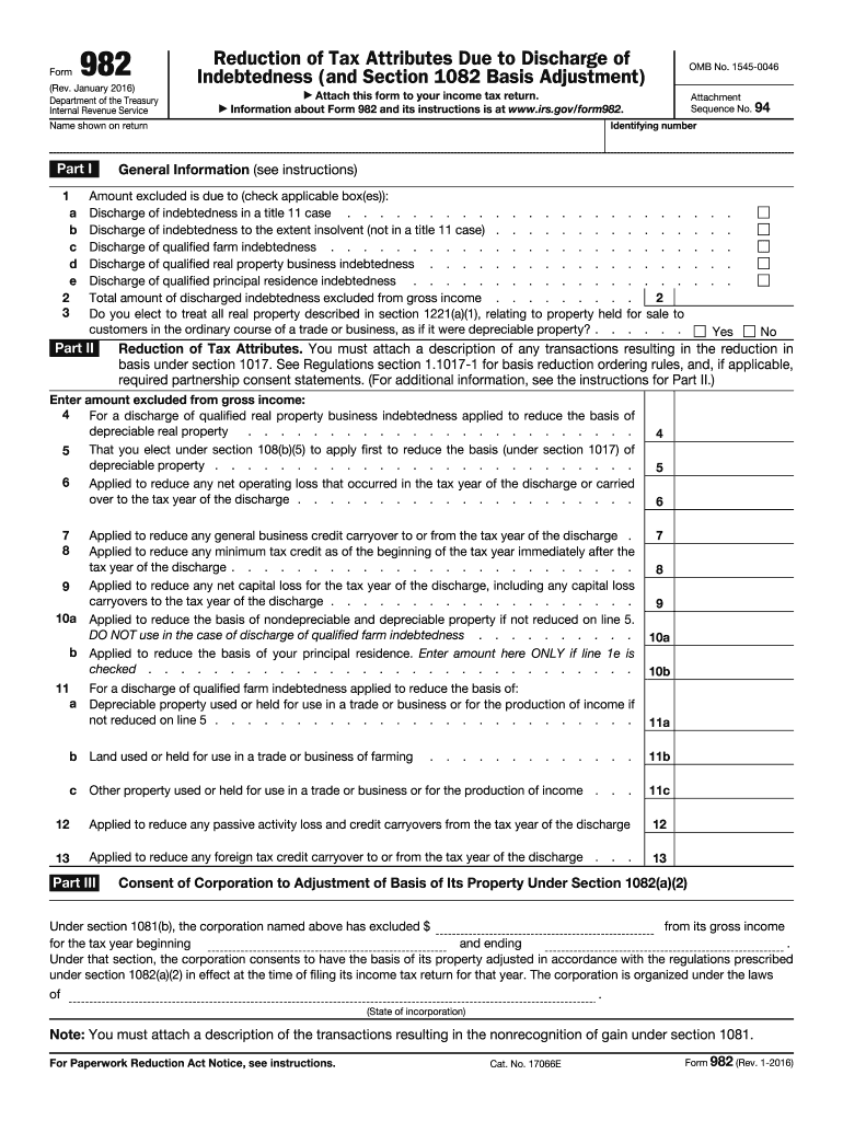  Form 982 2016