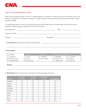  Job Function Form 2013-2024