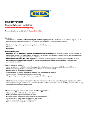  IKEA CENTENNIAL Community Support Guidelines 2014-2024