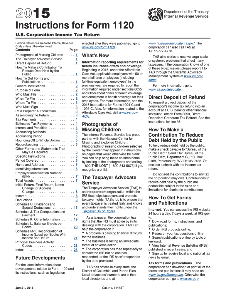  Form 1120 Instructions 2015