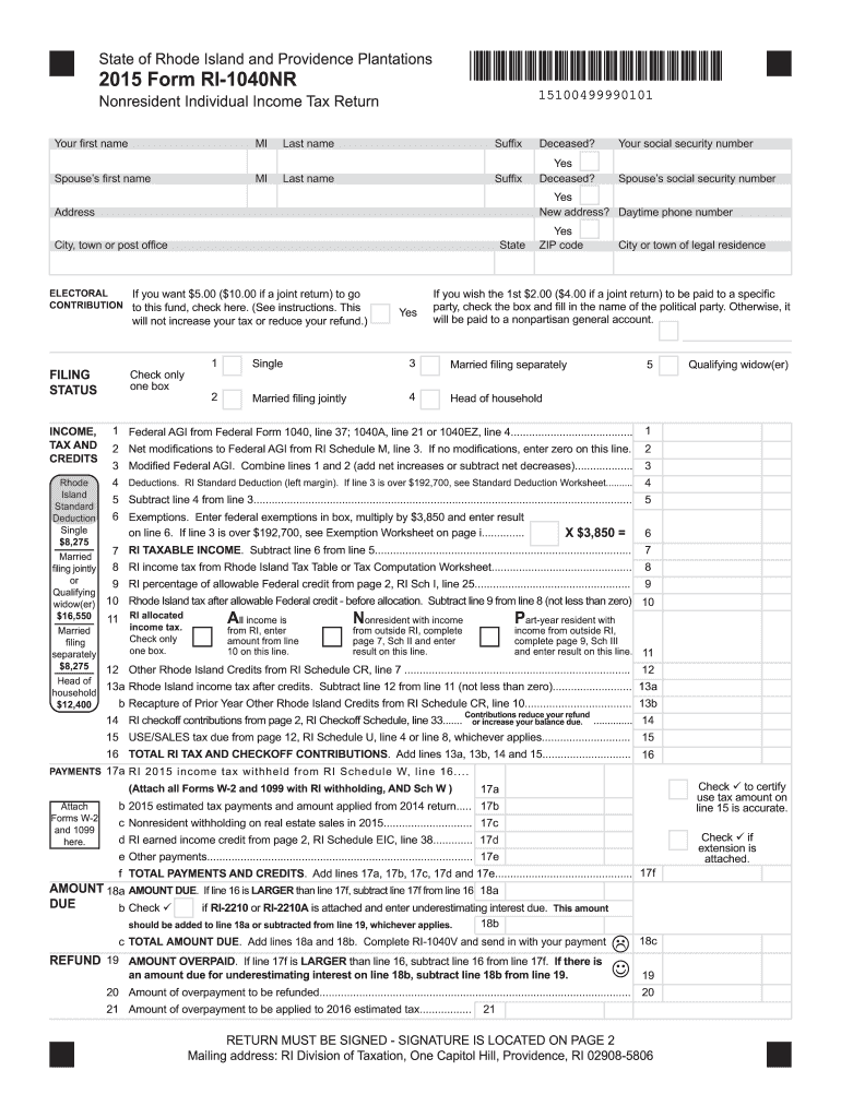  Rhode Island Form 2015