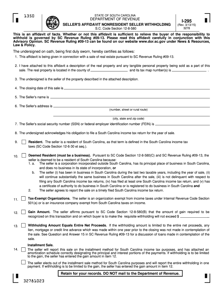  Sc I 295 Form 2015