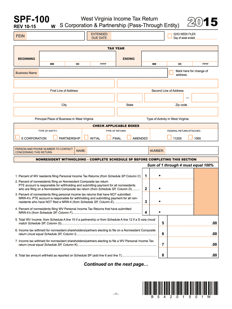  West Virginia Form Spf 100 2019