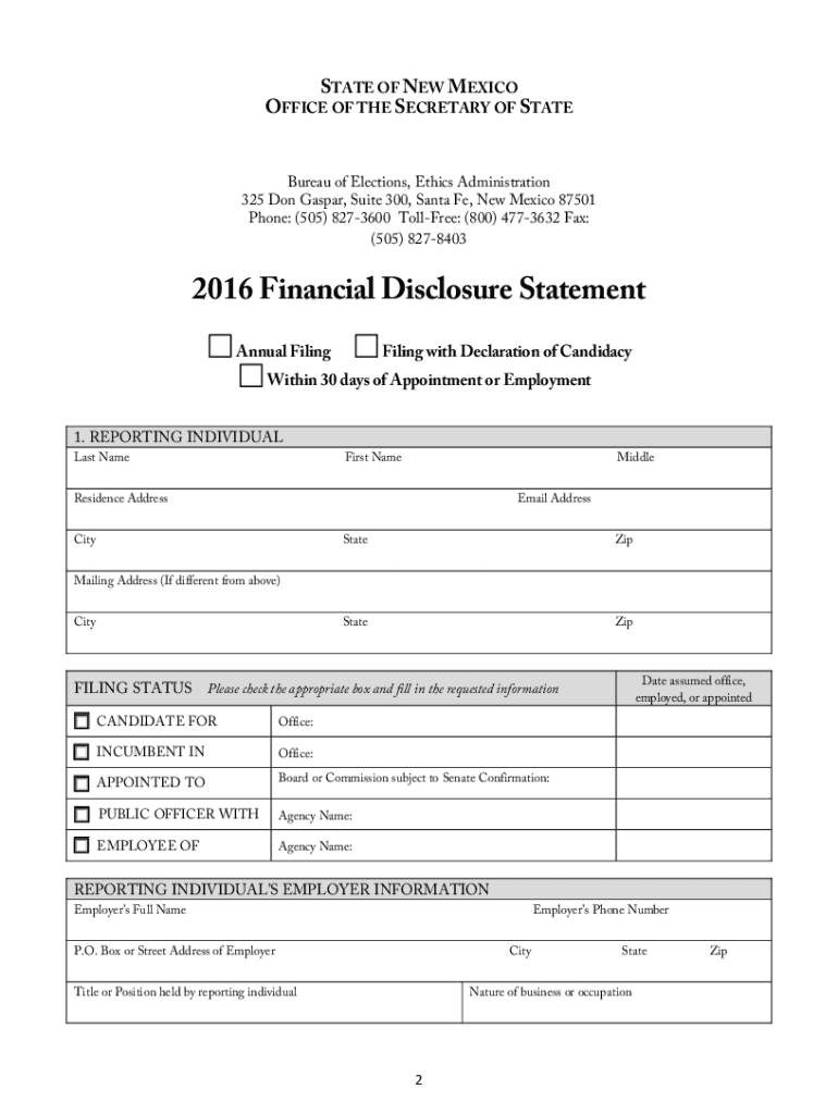  Nm Financial Disclosure Forms 2016-2024