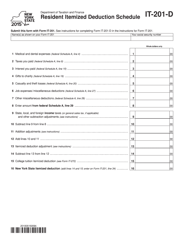  201 D Form 2015