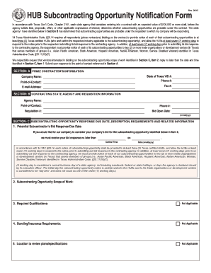  Hub Subcontracting Opportunity Notification Form 2015-2024