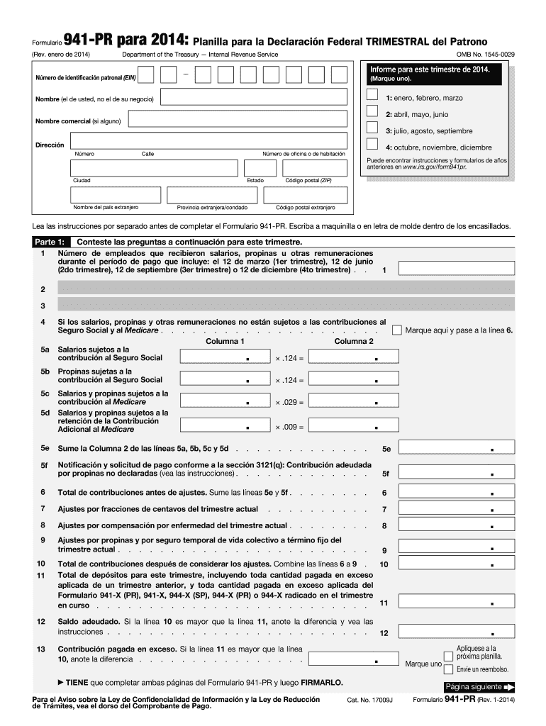  941 Pr Form 2014