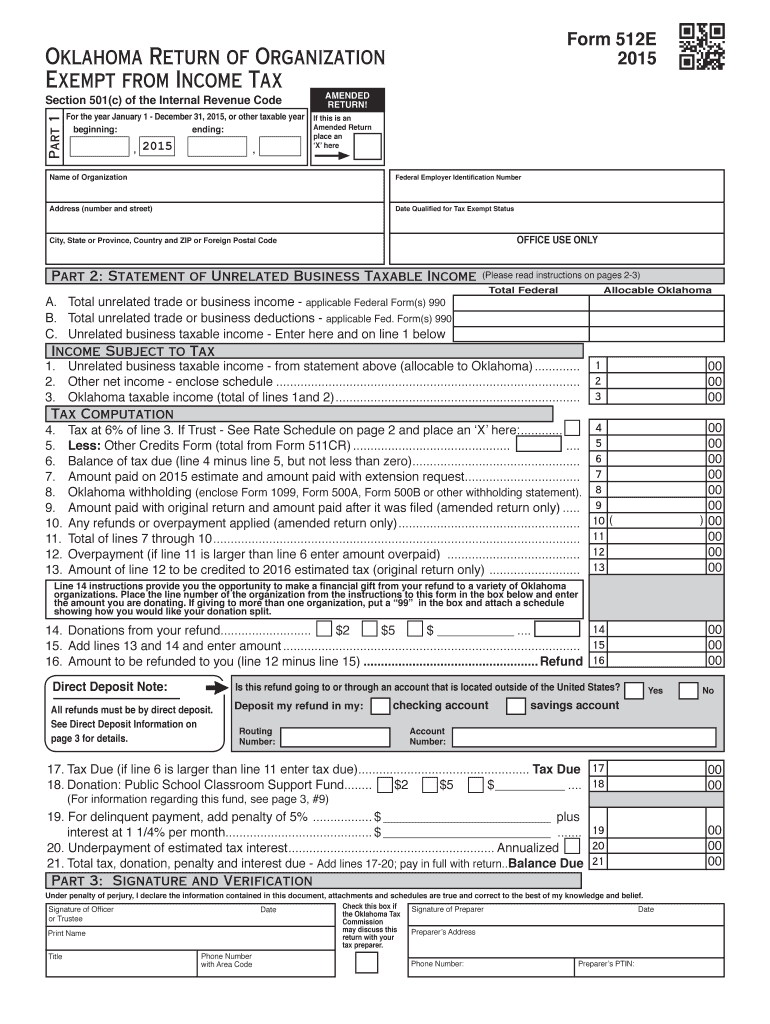  Oklahoma Form 512e 2015