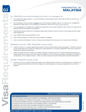 Visa Requirements G3 Visas & Passports  Form