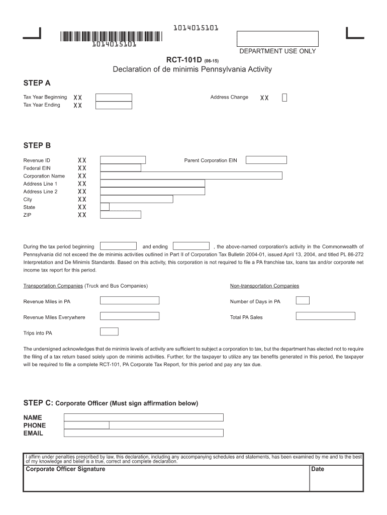 Get and Sign Rct 101d  Form 2015