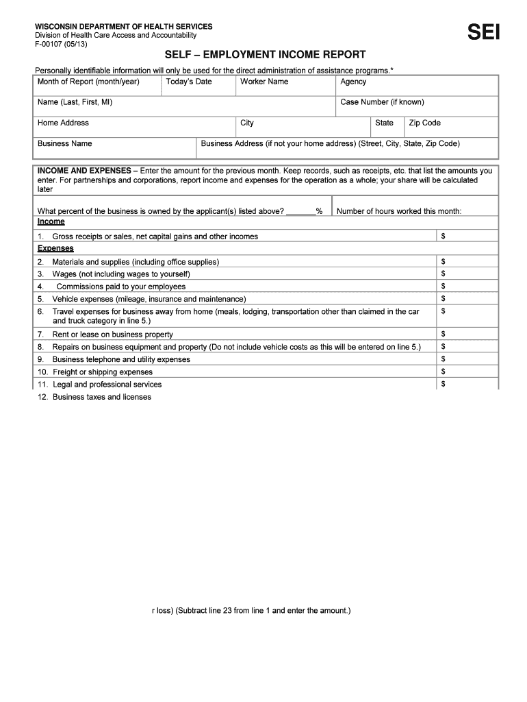  Dhs Wisconsin Gov Self Employment Form 2013