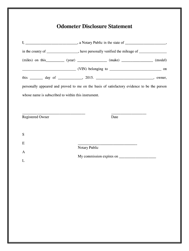  Odometer Reading Form 2015-2024