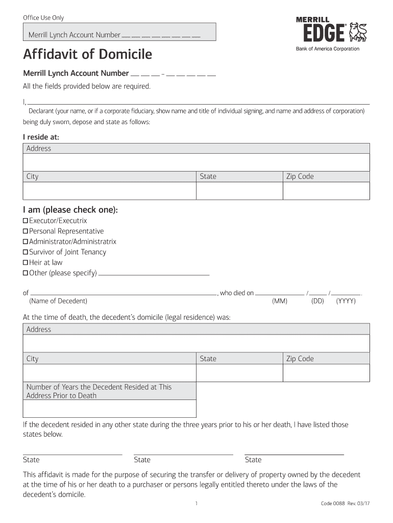  Merrill Lynch Affidavit of Domicile Form 2015