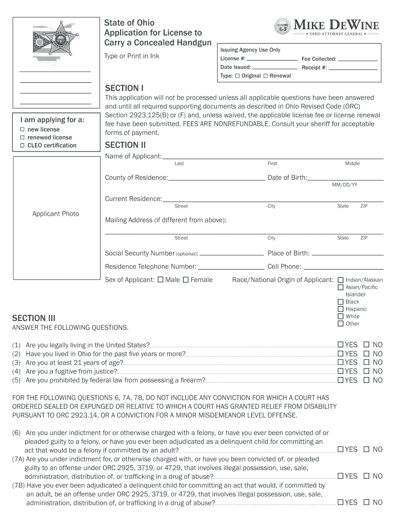 Get and Sign Ohio Concealed Carry Renewal  Form