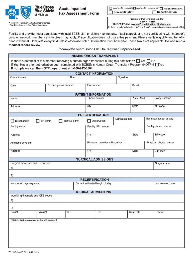  Acuteprecertification1  Form 2013