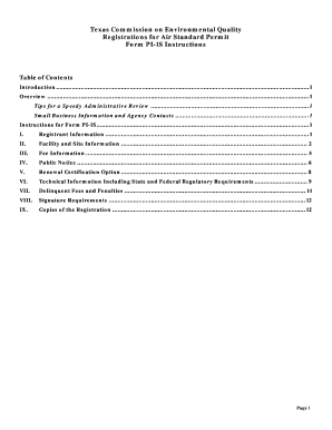  TCEQ Registrations for Air Standard Permit Form PI 1S Instructions    Tceq State Tx 2015