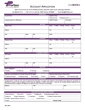  Prepass Application  Form 2015