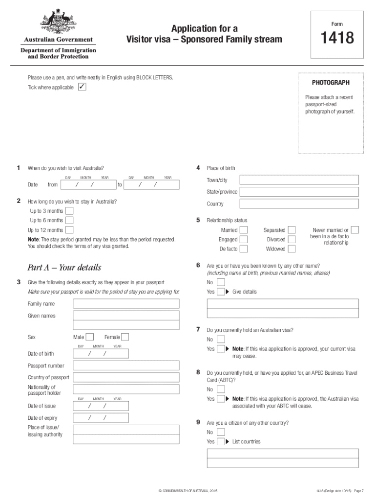  Form 1418 2015-2024