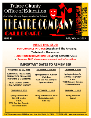 Get and Sign Theatre Company Callboard Newsletter Tcoe 2015-2022 Form