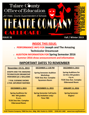  Theatre Company Callboard Newsletter Tcoe 2015-2024