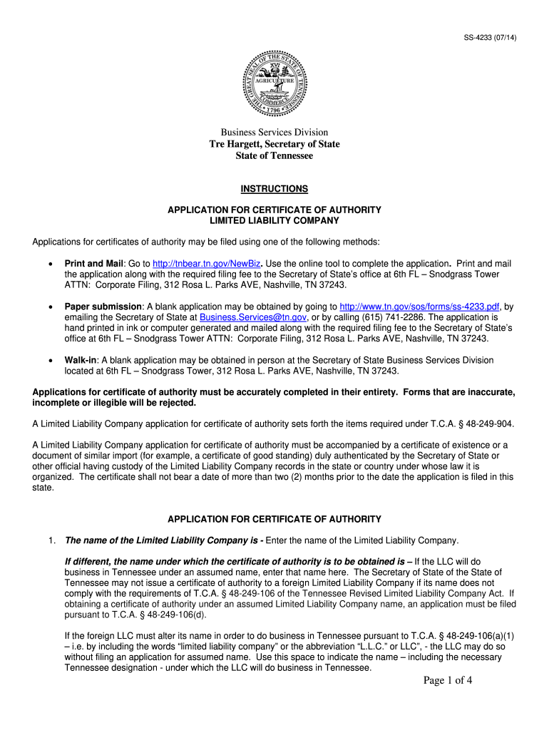  Tennessee Housing Authority Application 2014-2024